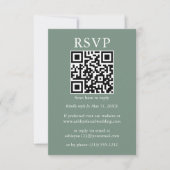 Minimalistisch Eenvoudig huwelijk QR RSVP Sage Gre Kaart (Voorkant)