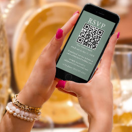 Minimalistisch Eenvoudig huwelijk QR RSVP Sage Gre Kaart