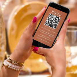 Minimalistisch Eenvoudig huwelijk QR RSVP Terracot Kaart