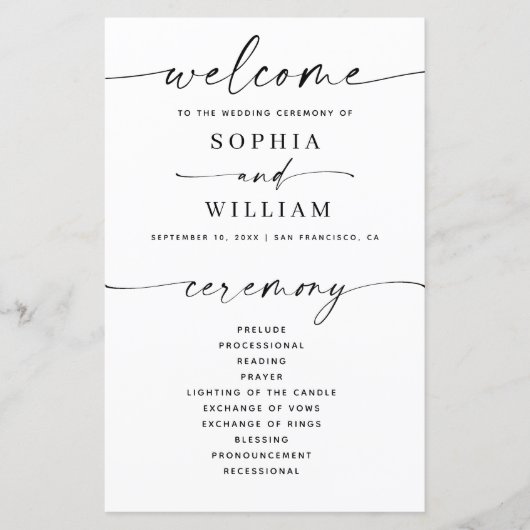 Minimalistisch eenvoudig huwelijksprogramma | Mode (Voorkant)
