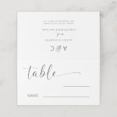 Minimalistisch eenvoudig huwelijkstafelnummer plaatskaartje (Buitenkant ongevouwen)