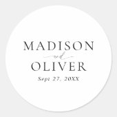 Minimalistisch eenvoudig klassiek script bruiloft ronde sticker (Voorkant)