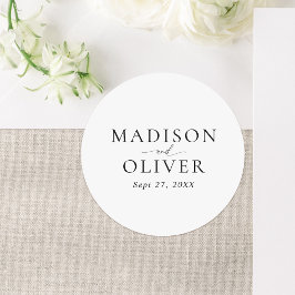 Minimalistisch eenvoudig klassiek script bruiloft ronde sticker