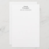 Minimalistisch Eenvoudig Klassiek Zwart & Wit Briefpapier (Voorkant / Achterkant)
