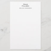 Minimalistisch Eenvoudig Klassiek Zwart & Wit Briefpapier (Voorkant)