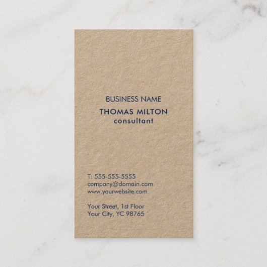 Minimalistisch Eenvoudig Kraft Blauw Consultant Visitekaartje (Voorkant)