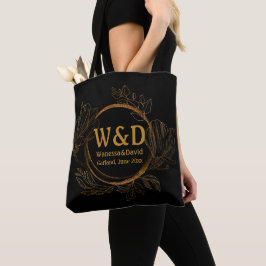 Minimalistisch eenvoudig legant goud voor weddensc tote bag
