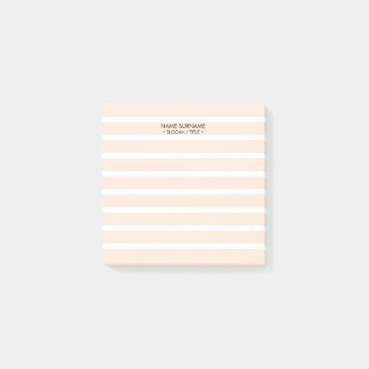Minimalistisch eenvoudig lichtroze strippatroon post-it® notes (Voorkant)