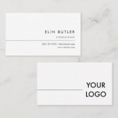 Minimalistisch eenvoudig Logo wit Visitekaartje (Voorkant / Achterkant)