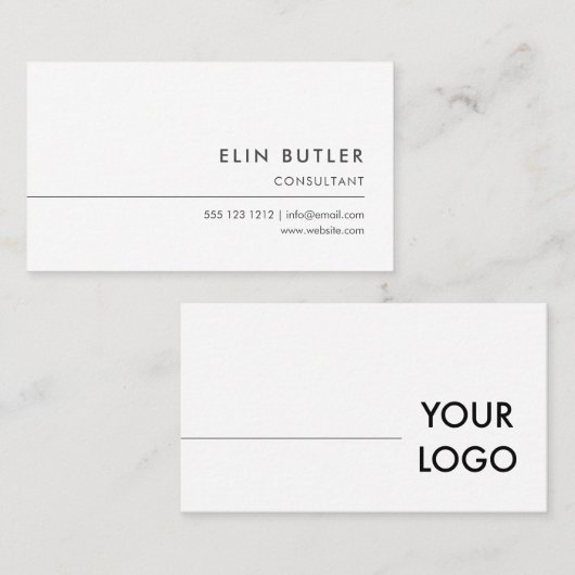 Minimalistisch eenvoudig Logo wit Visitekaartje (Voorkant / Achterkant)