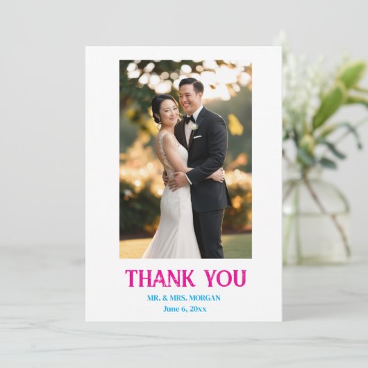 Minimalistisch Eenvoudig Manuscript met de Foto va Bedankkaart (Staand voorkant)