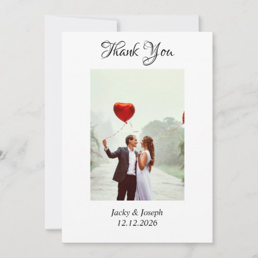 Minimalistisch Eenvoudig Manuscript met de Foto va Bedankkaart (Voorkant)