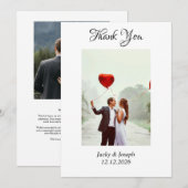 Minimalistisch Eenvoudig Manuscript met de Foto va Bedankkaart (Voorkant / Achterkant)