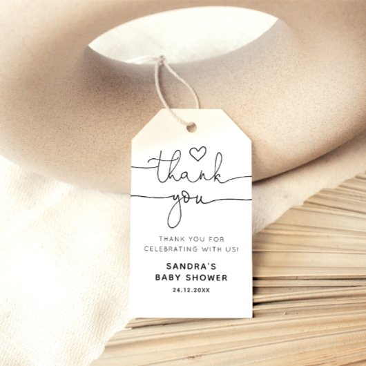 Minimalistisch eenvoudig modern Baby shower dank u Cadeaulabel