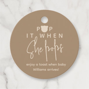 Minimalistisch eenvoudig modern beer Baby shower Bedankjes Labels