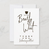 Minimalistisch eenvoudig modern beer Baby shower Bedankkaart (Voorkant)