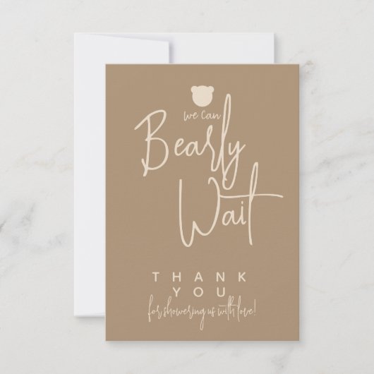 Minimalistisch eenvoudig modern beer Baby shower Bedankkaart (Voorkant)