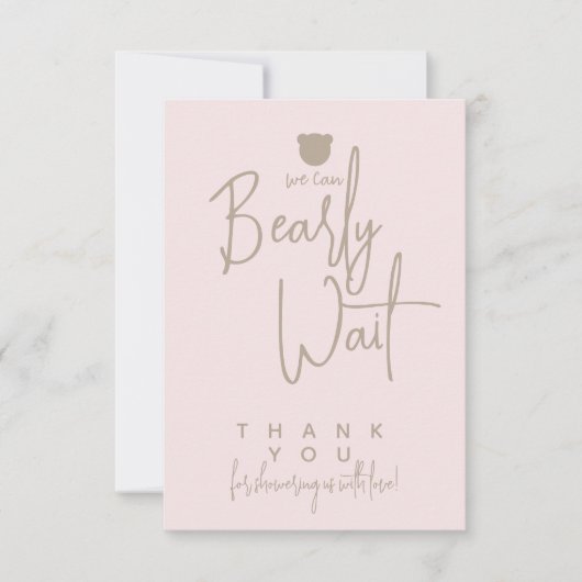 Minimalistisch eenvoudig modern beer Baby shower Bedankkaart (Voorkant)