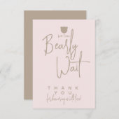 Minimalistisch eenvoudig modern beer Baby shower Bedankkaart (Voorkant / Achterkant)