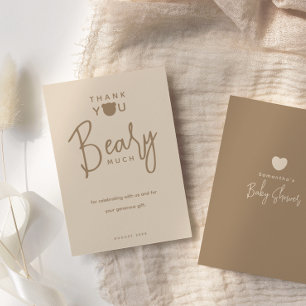 Minimalistisch eenvoudig modern beer Baby shower Bedankkaart