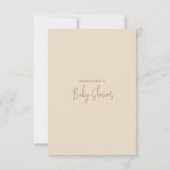 Minimalistisch eenvoudig modern beer Baby shower Bedankkaart (Achterkant)