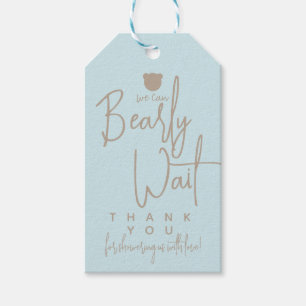 Minimalistisch eenvoudig modern beer Baby shower Cadeaulabel