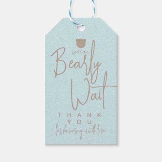 Minimalistisch eenvoudig modern beer Baby shower Cadeaulabel (Voorkant)