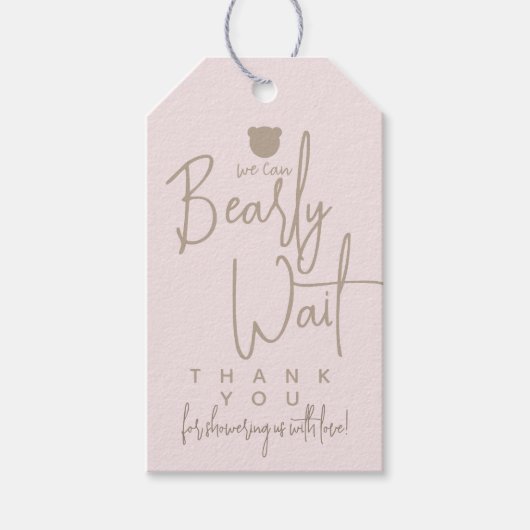 Minimalistisch eenvoudig modern beer Baby shower Cadeaulabel (Voorkant)