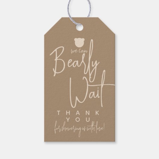 Minimalistisch eenvoudig modern beer Baby shower Cadeaulabel (Voorkant)