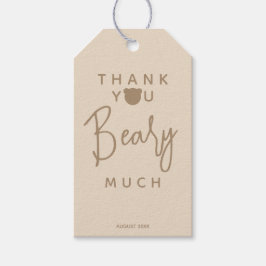Minimalistisch eenvoudig modern beer Baby shower D Cadeaulabel