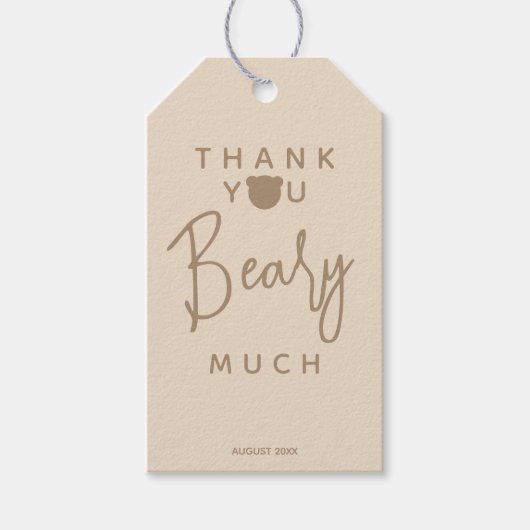 Minimalistisch eenvoudig modern beer Baby shower D Cadeaulabel (Voorkant)