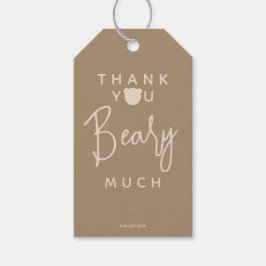 Minimalistisch eenvoudig modern beer Baby shower D Cadeaulabel
