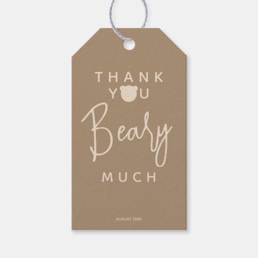 Minimalistisch eenvoudig modern beer Baby shower D Cadeaulabel (Voorkant)