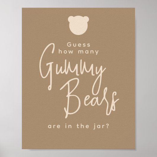 Minimalistisch eenvoudig modern Beer Baby shower G Poster (Voorkant)