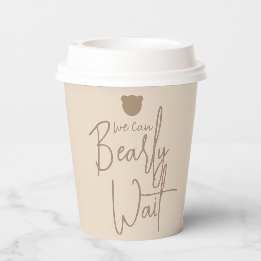 Minimalistisch eenvoudig modern beer Baby shower Papieren Bekers (Achterkant)