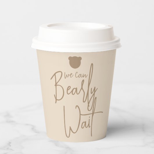 Minimalistisch eenvoudig modern beer Baby shower Papieren Bekers (Voorkant)