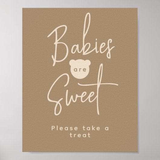 Minimalistisch eenvoudig modern Beer Baby shower,  Poster (Voorkant)