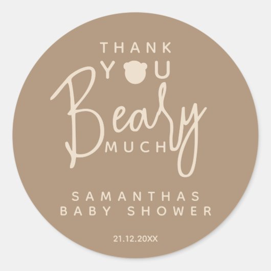 Minimalistisch eenvoudig modern beer Baby shower Ronde Sticker (Voorkant)