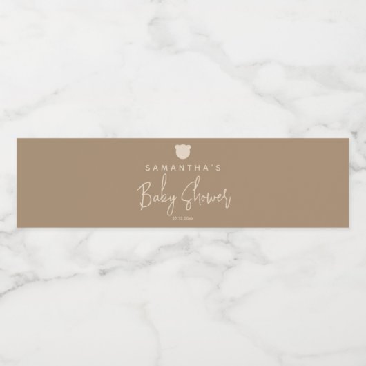 Minimalistisch eenvoudig modern beer Baby shower Waterfles Etiket (Enkel label)