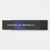 Minimalistisch Eenvoudig Modern Blauw Zwart Deurbordje (Voorkant)