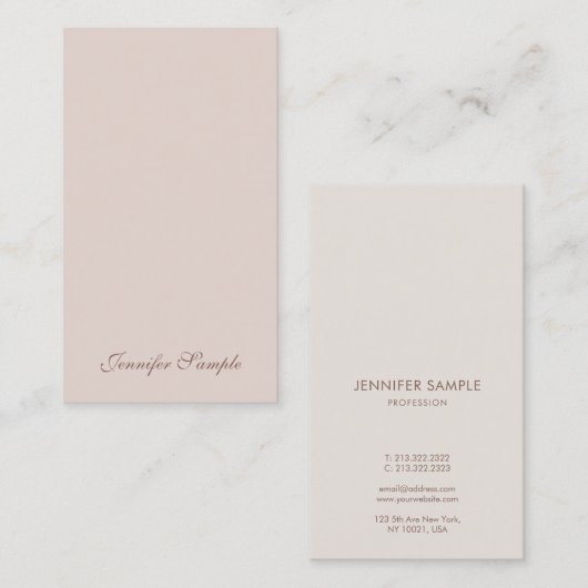 Minimalistisch eenvoudig modern elegant handgeschr visitekaartje (Voorkant / Achterkant)