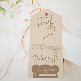 Minimalistisch eenvoudig modern klein beer Baby sh All In One Uitnodiging