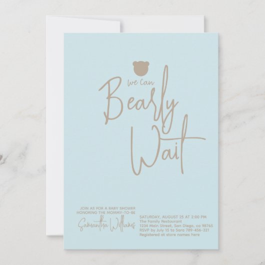 Minimalistisch eenvoudig modern klein beer Baby sh Kaart (Voorkant)