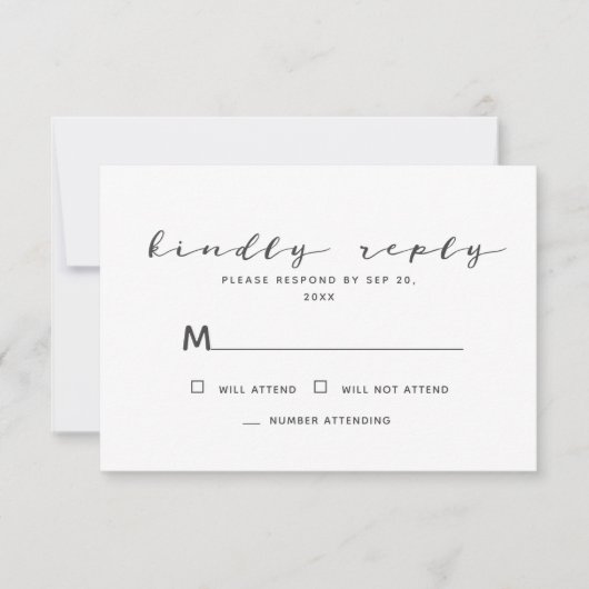 Minimalistisch Eenvoudig Modern Memorial Reply RSVP Kaartje (Voorkant)