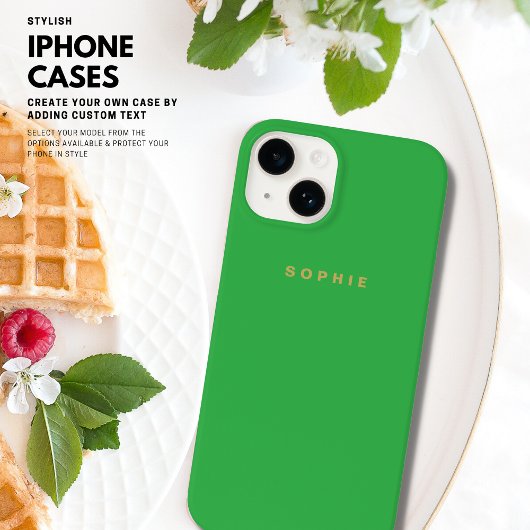 Minimalistisch eenvoudig modern monogram groen gou Case-Mate iPhone case