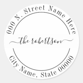 Minimalistisch eenvoudig modern retouradres ronde sticker