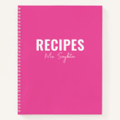 Minimalistisch eenvoudig modern roze monogram rece notitieboek (Voorkant)