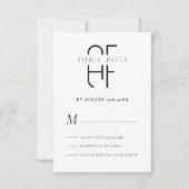Minimalistisch eenvoudig monogram modern wit RSVP kaartje (Voorkant)