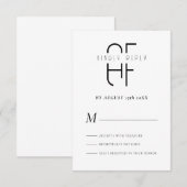 Minimalistisch eenvoudig monogram modern wit RSVP kaartje (Voorkant / Achterkant)