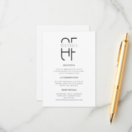 Minimalistisch eenvoudig monogram moderne witte br informatiekaartje